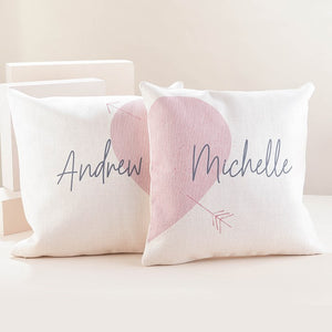 Personalised Set Of 2 Cushions - Heart Halves